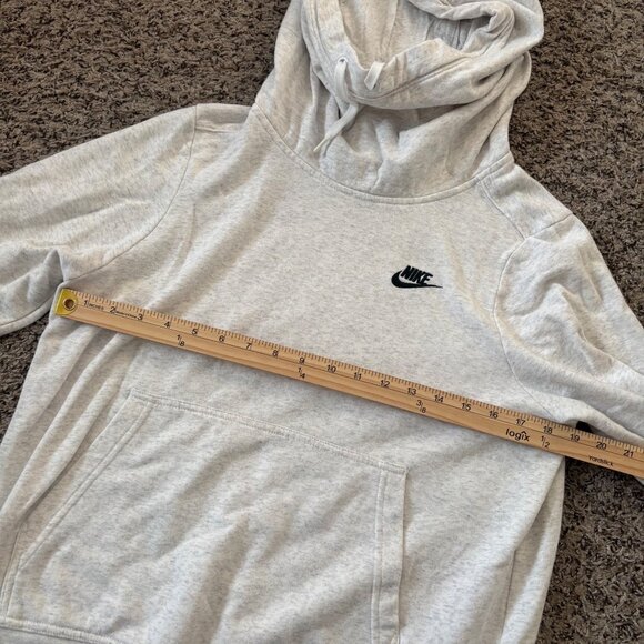Nike Heather Gray Pullover funnel neck Hoodie M Women Cotton Blend Kangaroo Pock - Picture 6 of 6